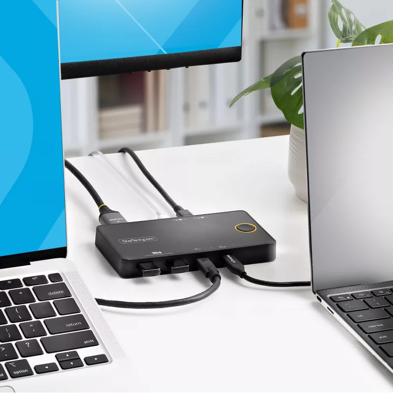 StarTech.com 2-Port USB-C KVM Switch, Single-4K 60Hz HDMI Monitor, Dual-100W Power Delivery Pass-through Ports, Bus Powered, USB Type-C/USB4/Thunderbolt 3/4 Compatible - Small Form Factor