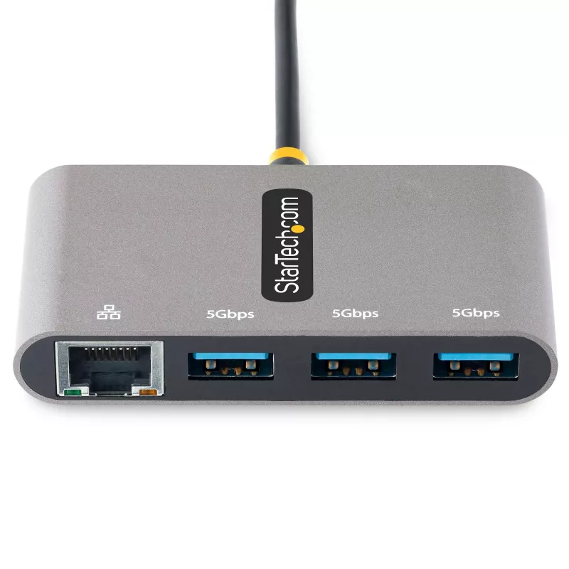 StarTech.com 3-Port USB-C Hub with Ethernet - 3x USB-A - Gigabit Ethernet - USB 3.0 5Gbps - Bus-Powered - 1ft/30cm Long USB Type-C Host Cable - GbE - Portable USB-C to USB-A Hub