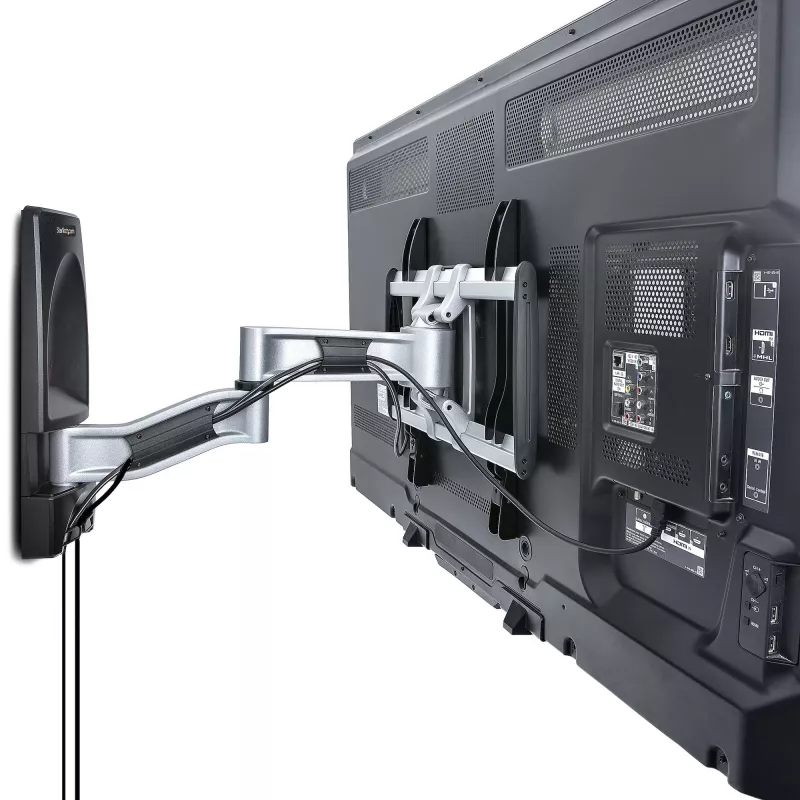 StarTech.com Articulating TV Wall Mount, VESA Wall Mount, Supports 26 to 65 inch/99lb/Flat/Curved TVs, Retractable Low Profile Wall Mount TV Bracket, Adjustable Corner TV Wall Mount