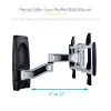StarTech.com Articulating TV Wall Mount, VESA Wall Mount, Supports 26 to 65 inch/99lb/Flat/Curved TVs, Retractable Low Profile Wall Mount TV Bracket, Adjustable Corner TV Wall Mount