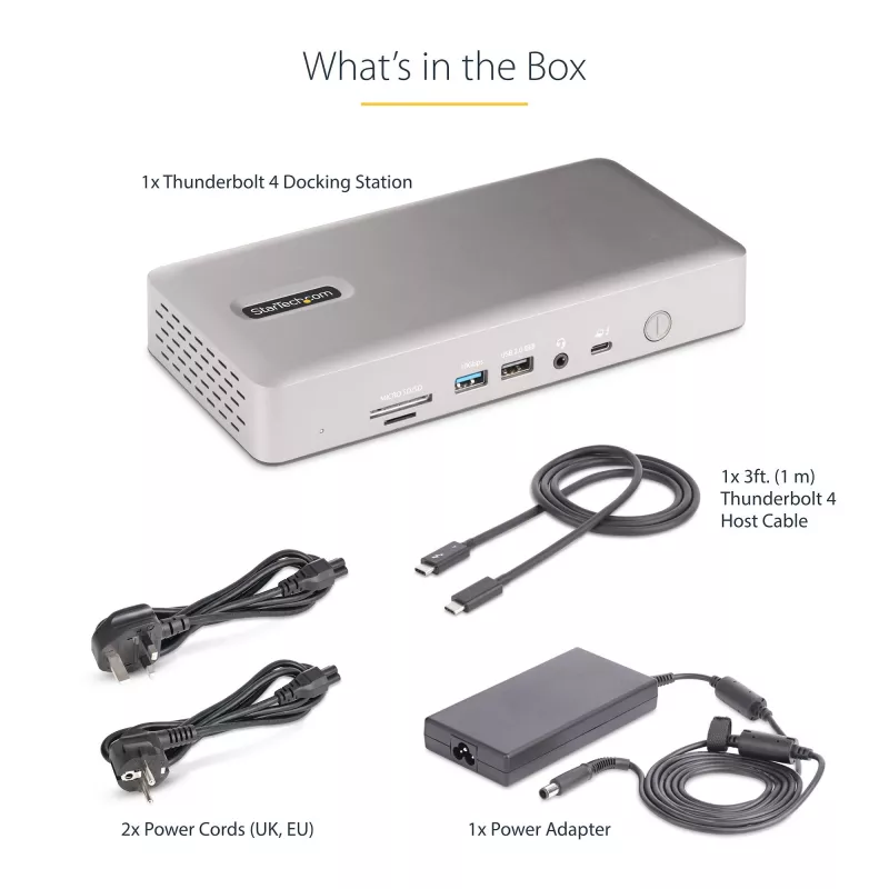 StarTech.com Universal USB4 & Thunderbolt 4 Docking Station, Quad Display on Windows, Dual Display on MacBook, HDMI DP Dock with 98W Laptop Charging