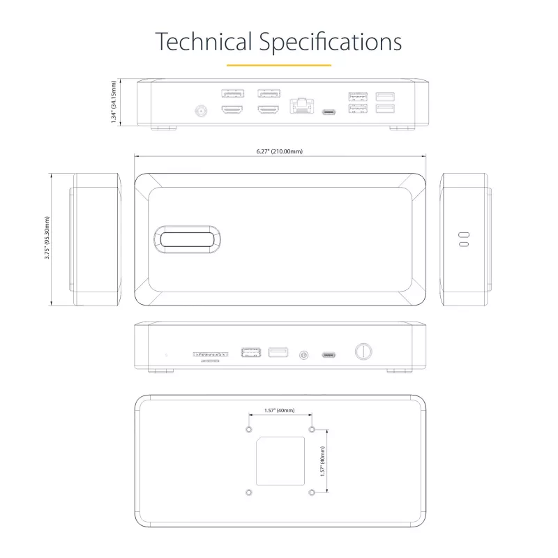 StarTech.com Universal USB4 & Thunderbolt 4 Docking Station, Quad Display on Windows, Dual Display on MacBook, HDMI DP Dock with 98W Laptop Charging