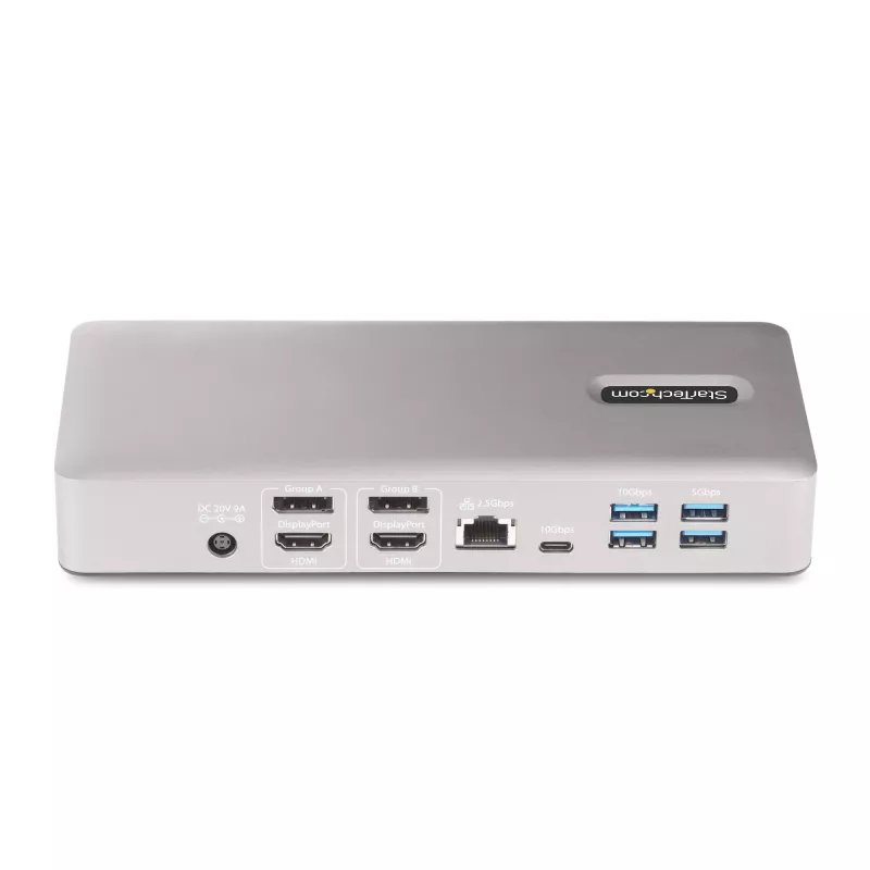 StarTech.com Universal USB4 & Thunderbolt 4 Docking Station, Quad Display on Windows, Dual Display on MacBook, HDMI DP Dock with 98W Laptop Charging