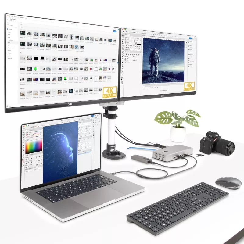 StarTech.com Universal USB4 & Thunderbolt 4 Docking Station, Quad Display on Windows, Dual Display on MacBook, HDMI DP Dock with 98W Laptop Charging