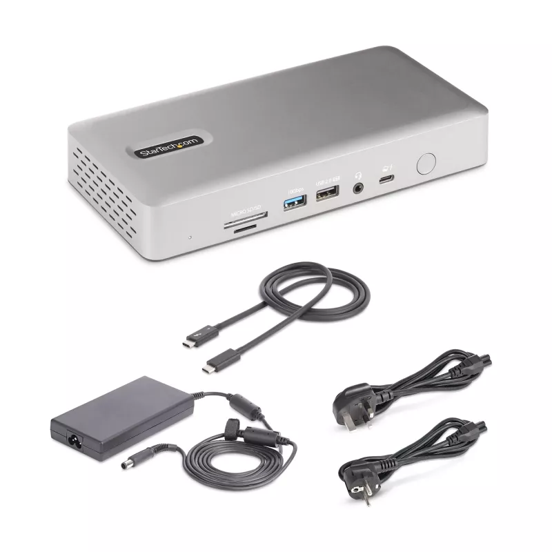 StarTech.com Universal USB4 & Thunderbolt 4 Docking Station, Quad Display on Windows, Dual Display on MacBook, HDMI DP Dock with 98W Laptop Charging