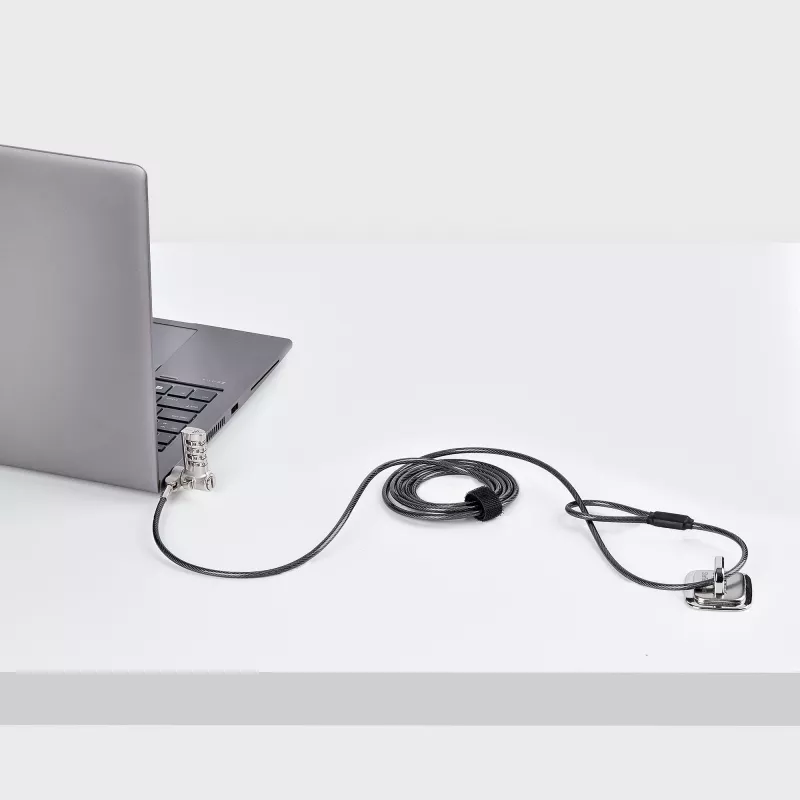 StarTech.com Universal Laptop Lock 6.6ft (2m), Security Cable For Notebook Compatible With Noble Wedge®/Nano/K-Slot; Keyless Combination Locking Cable, Anti-Theft Cut-Resistant Steel Cable
