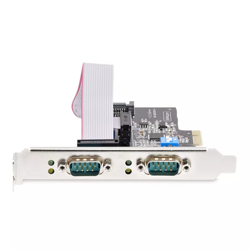 StarTech.com 2-Port Serial PCIe Card, Dual-Port PCI Express to RS232/RS422/RS485 (DB9) Serial Card, Low-Profile Brackets Incl., 16C1050 UART, Windows/Linux, TAA Compliant - Level-4 ESD Protection