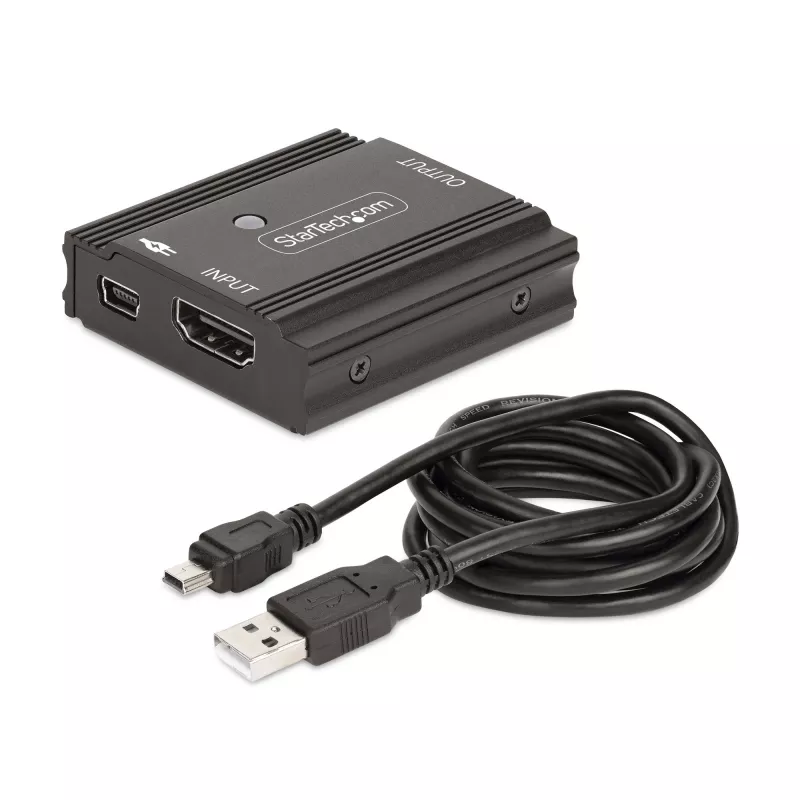 StarTech.com 33ft (10m) 8K 60Hz HDMI Signal Booster, Active HDMI 2.1 Inline Repeater and Video Signal Amplifier up to 8K 60Hz/4K 144Hz, Compact HDMI Cable Extender - HDMI Signal Extension
