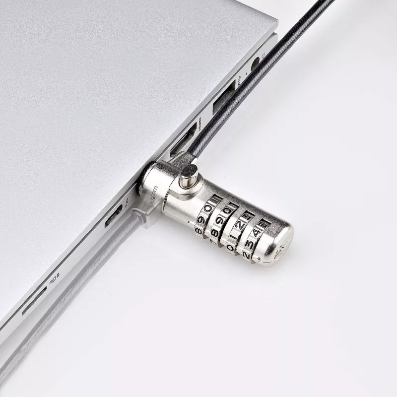 StarTech.com Slim Lock K-Slot Compatible, 5ft (1.5m) Locking Cable, Desk Anti-Theft Security For Laptop/Notebook, Cut-Resistant Steel Cable, Combination Lock
