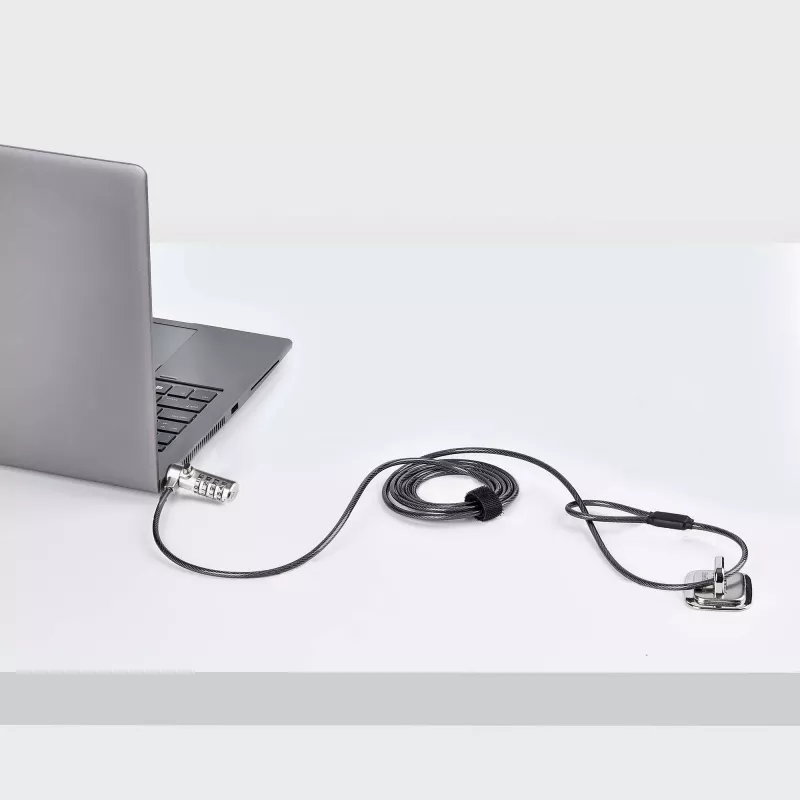StarTech.com Slim Lock K-Slot Compatible, 5ft (1.5m) Locking Cable, Desk Anti-Theft Security For Laptop/Notebook, Cut-Resistant Steel Cable, Combination Lock