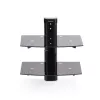 StarTech.com Dual Floating Wall-Mounted AV Shelves, Adjustable Height Shelf For Under TV, Organize A/V Equipment On Black Tempered Glass Shelves