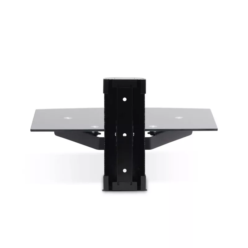 StarTech.com Floating Wall-Mounted AV Shelf, Adjustable Height Shelf For Under TV, Organize A/V Equipment On Black Tempered Glass Shelf