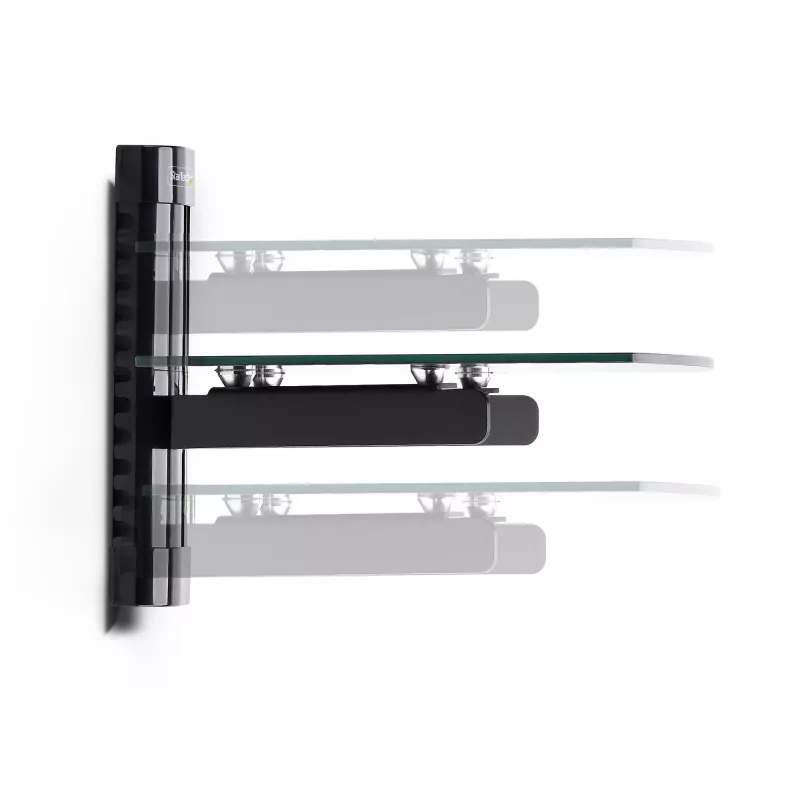 StarTech.com Floating Wall-Mounted AV Shelf, Adjustable Height Shelf For Under TV, Organize A/V Equipment On Black Tempered Glass Shelf