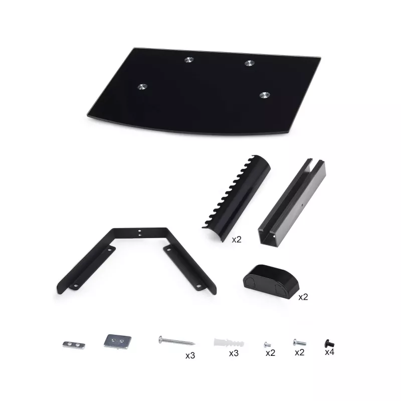 StarTech.com Floating Wall-Mounted AV Shelf, Adjustable Height Shelf For Under TV, Organize A/V Equipment On Black Tempered Glass Shelf