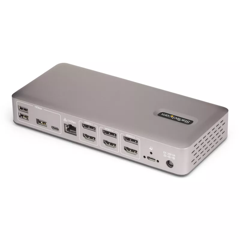 StarTech.com Triple-Monitor USB4 Docking Station, 4K 60Hz HDMI or DisplayPort, 100W Laptop Charging, 2.5GbE, USB-C Multi-Monitor Dock, Driverless