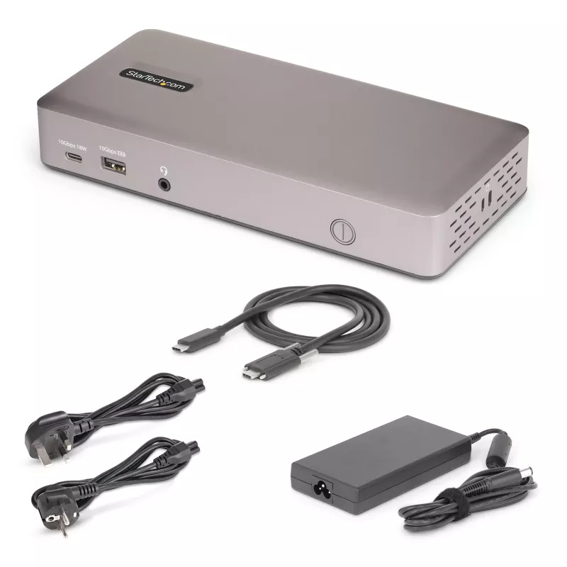 StarTech.com Triple-Monitor USB4 Docking Station, 4K 60Hz HDMI or DisplayPort, 100W Laptop Charging, 2.5GbE, USB-C Multi-Monitor Dock, Driverless