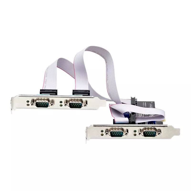 StarTech.com 4-Port Serial PCIe Card, Quad-Port PCI Express to RS232/RS422/RS485 (DB9) Serial Card, Low-Profile Bracket Incl., 16C1050 UART, Windows/Linux, TAA Compliant - Level-4 ESD Protection