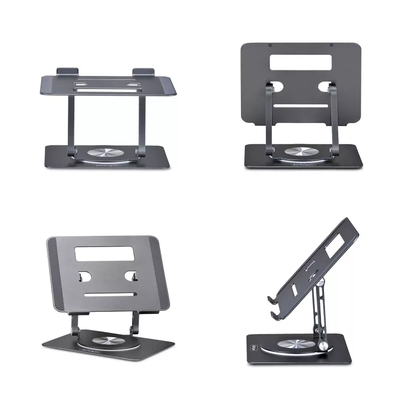 StarTech.com Rotating Laptop Stand, 360 Swivel, Ergonomic Desk Riser for Computer, Elevated Tray w/ Adjustable Tilt, Max 11lb/5kg, Aluminum Build, Portable Design