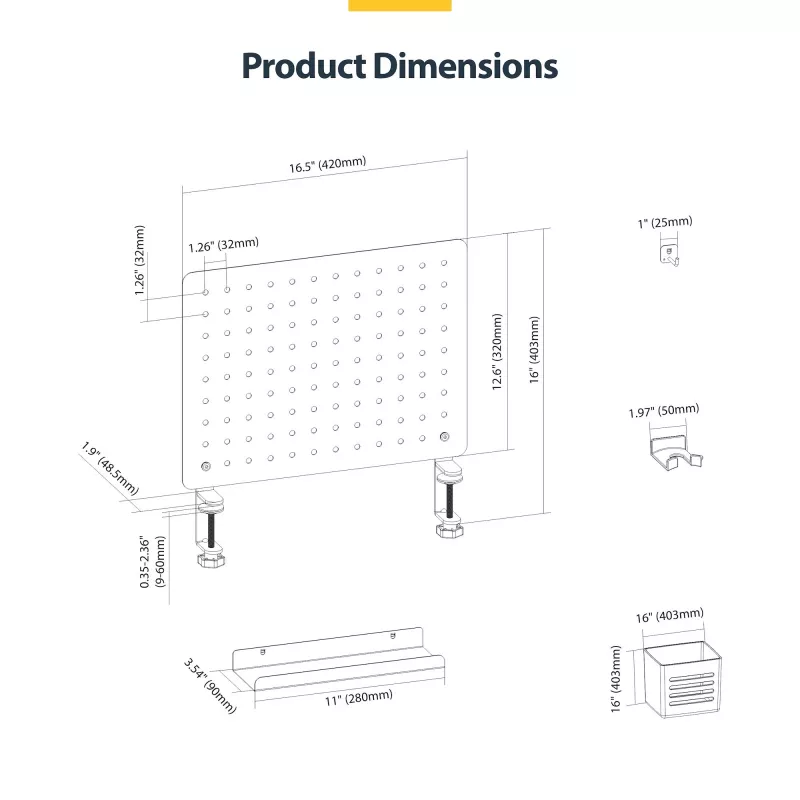 StarTech.com 1612B-DESK-PEGBOARD desk organizer set 1 pc(s)