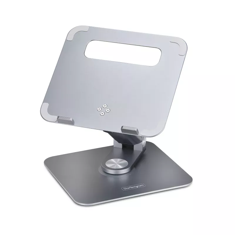StarTech.com Telescopic Laptop Stand, 360 Swivel Base, Rotating Computer Riser for Desk, Adjustable Height and Tilt, Max 11lb/5kg, Aluminum Build, Portable Design