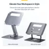 StarTech.com Telescopic Laptop Stand, 360 Swivel Base, Rotating Computer Riser for Desk, Adjustable Height and Tilt, Max 11lb/5kg, Aluminum Build, Portable Design