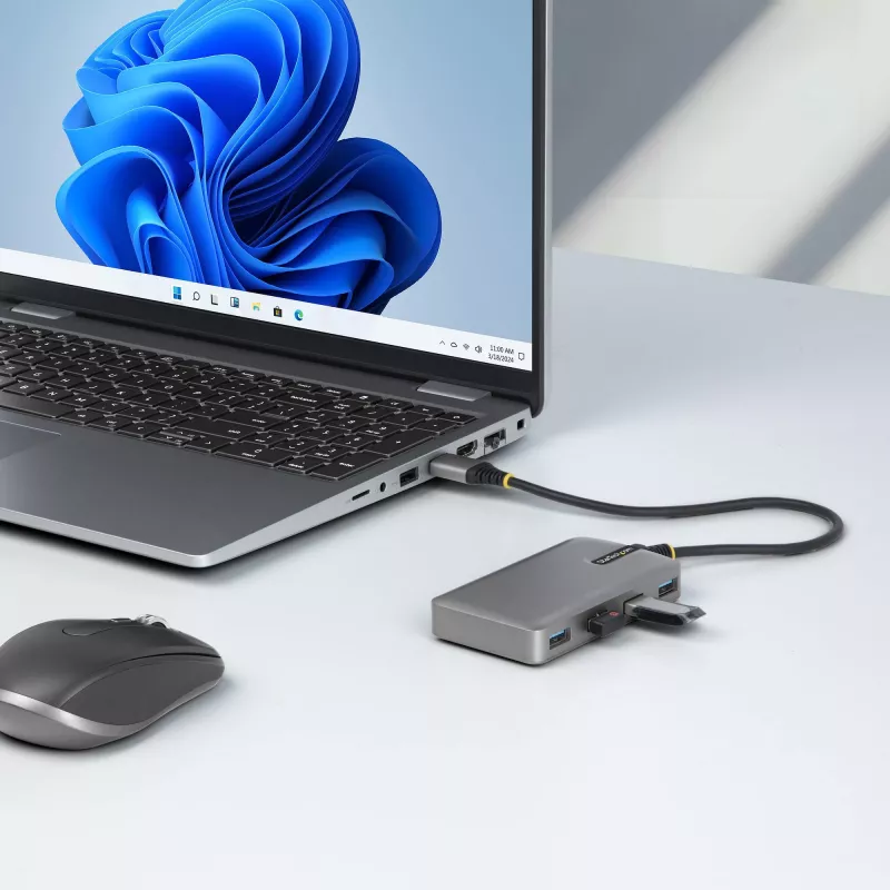 StarTech.com 4-Port USB-A Hub, 5Gbps, Bus Powered, USB-A to 4x USB-A Hub with USB-C Auxiliary Power Input, 1ft/30cm Host Cable, Portable Desktop/Laptop USB Hub