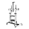 StarTech.com Rolling TV Cart/Stand On Wheels For 60-100inch Flat Screens Up To 220lb (100kg), Height Adjustment via Hand Crank, Mobile/Portable Trolley Mount