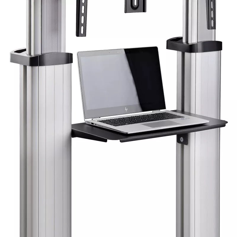 StarTech.com Rolling TV Cart/Stand On Wheels For 60-100inch Flat Screens Up To 220lb (100kg), Height Adjustment via Hand Crank, Mobile/Portable Trolley Mount