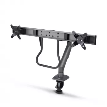 StarTech.com Desk Mount Dual Monitor Arm with Crossbar, Up To 27 inch Displays, VESA 75x75/100x100, Max 33lb/15kg, C-Clamp, Fully Articulating, Mechanical Spring, TAA
