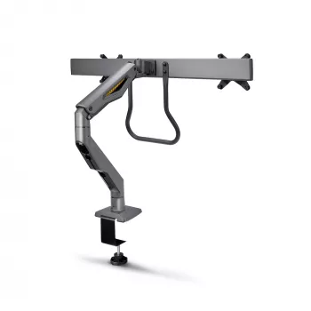 StarTech.com Desk Mount Dual Monitor Arm with Crossbar, Up To 27 inch Displays, VESA 75x75/100x100, Max 33lb/15kg, C-Clamp, Fully Articulating, Mechanical Spring, TAA