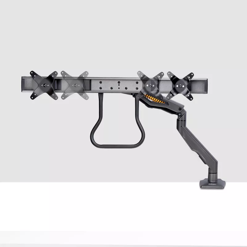 StarTech.com Desk Mount Dual Monitor Arm with Crossbar, Up To 27 inch Displays, VESA 75x75/100x100, Max 33lb/15kg, C-Clamp, Fully Articulating, Mechanical Spring, TAA