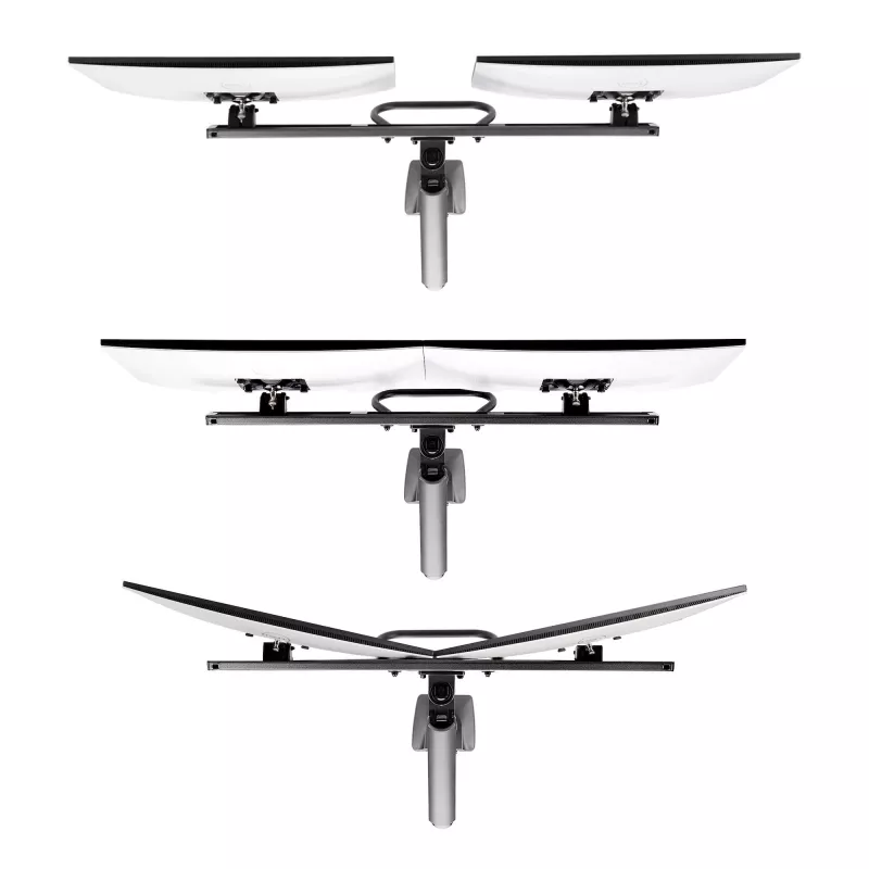 StarTech.com Desk Mount Dual Monitor Arm with Crossbar, Up To 27 inch Displays, VESA 75x75/100x100, Max 33lb/15kg, C-Clamp, Fully Articulating, Mechanical Spring, TAA