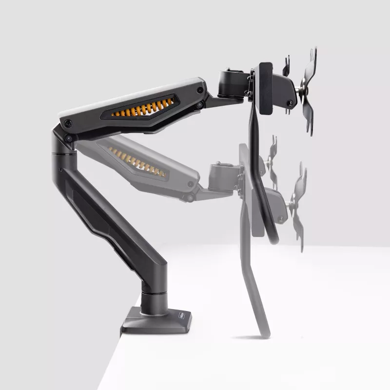 StarTech.com Desk Mount Dual Monitor Arm with Crossbar, Up To 27 inch Displays, VESA 75x75/100x100, Max 33lb/15kg, C-Clamp, Fully Articulating, Mechanical Spring, TAA