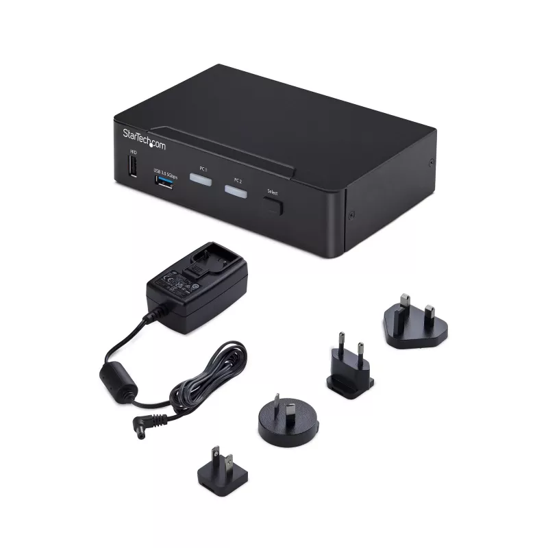 StarTech.com 2-Port DisplayPort KVM Switch, 4K 60Hz, DP 1.2, EDID Management, 2-Port USB 3.0 Hub, 4x USB HID Ports, TAA Compliant