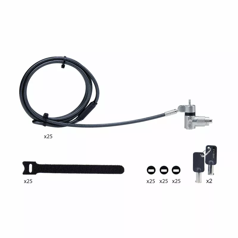 StarTech.com 25-Pack Universal Laptop Lock 6.6ft, Keyed Alike Locking Cable, Security Cable, Compatible w/Noble Wedge®/Nano/K-Slot, Anti-Theft Cut-Resistant Cable