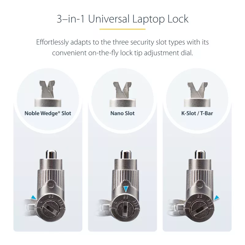 StarTech.com 25-Pack Universal Laptop Lock 6.6ft, Keyed Alike Locking Cable, Security Cable, Compatible w/Noble Wedge®/Nano/K-Slot, Anti-Theft Cut-Resistant Cable