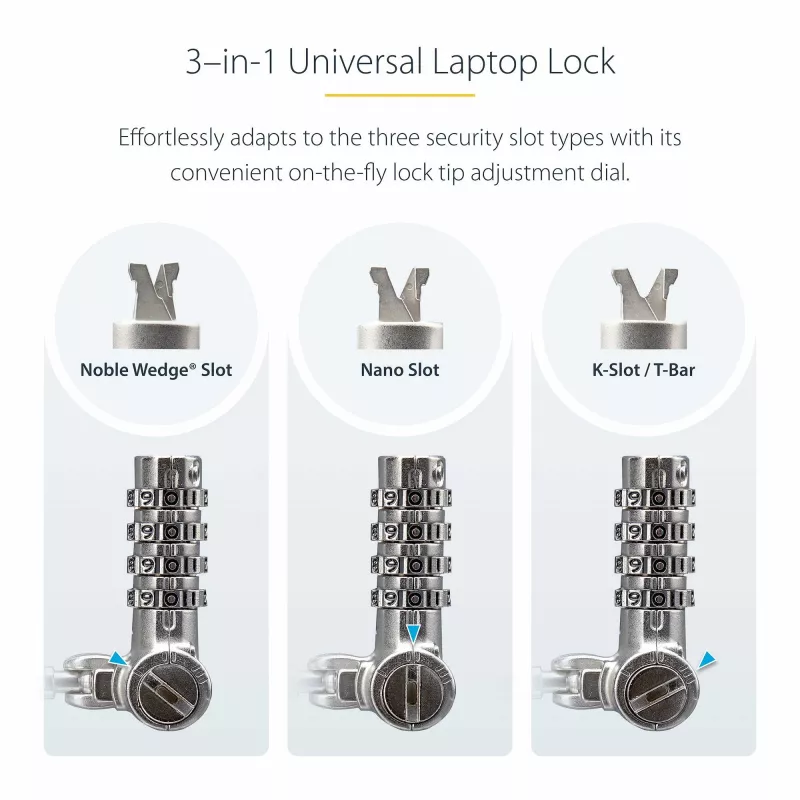 StarTech.com 25-Pack Universal Laptop Lock 6.6ft (2m), Master Keyed Locking Cable, Computer Security, Compatible w/Noble Wedge®/Nano/K-Slot; Anti-Theft Cut-Resistant Cable
