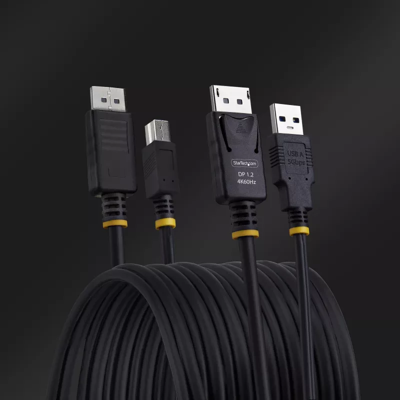 StarTech.com 10ft (3m) DisplayPort and USB 5Gbps KVM Cable, 4K 60Hz, Universally Compatible DP 1.2/USB 3.0 Combo Cable for KVM Switches