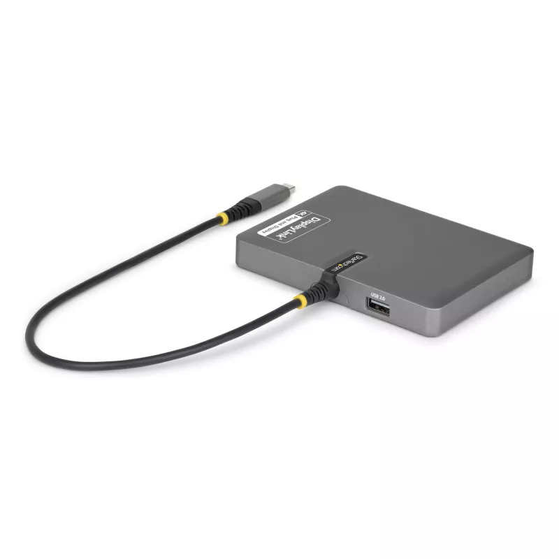 StarTech.com USB-C to Quad-Monitor Workstation Adapter, 4K 60Hz DisplayPort, 140W PD Passthrough for Laptop Charging, USB Port for Wireless Keyboard / Mouse, TAA