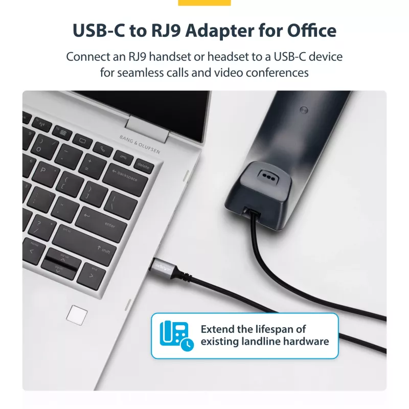 StarTech.com UR9-HEADSET-ADAPTER cable gender changer USB-C RJ-9 Black