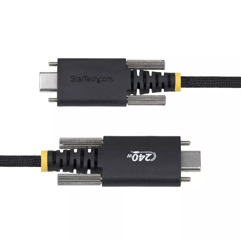 StarTech.com 10ft (3m) USB-C Charging Cable, Durable and Ultra-Flexible, Side Screw Locking, 240W (5A) PD EPR, USB 2.0 Laptop Charger Cable, USB-IF Certified, Rugged USB-C Charging Cord