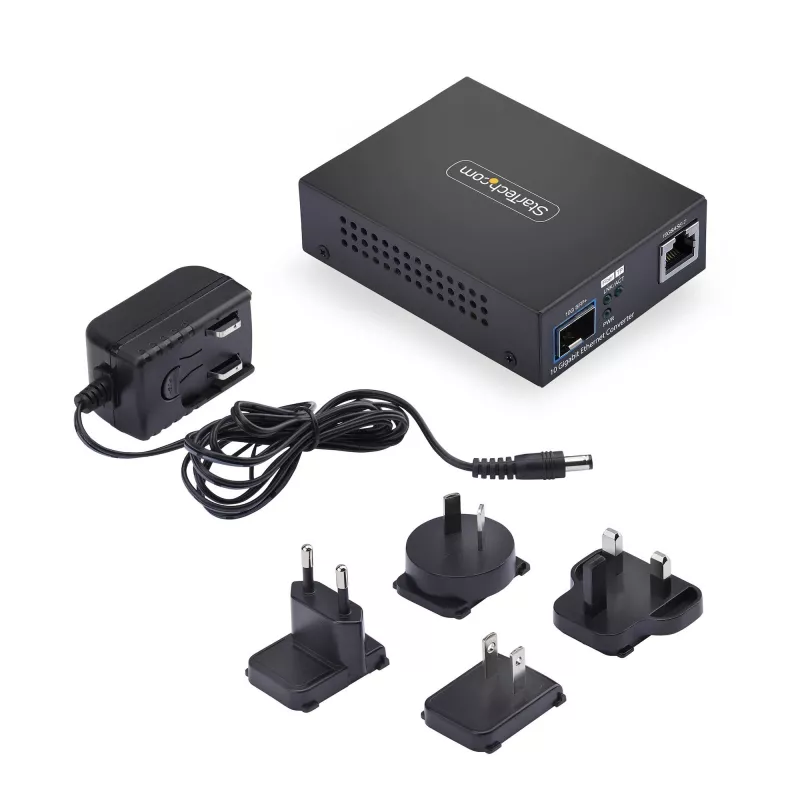 StarTech.com 10GbE SFP+ Fiber Media Converter, 10 Gigabit Ethernet RJ-45 to 10GBASE-X SFP+, Single-Mode, Multi-Mode, 16K Jumbo Frames, TAA Compliant