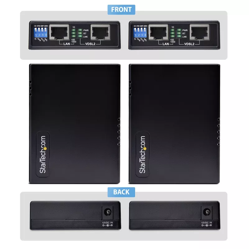 StarTech.com VDSL2 Ethernet Extender Kit over Single Pair Wire, Up to 0.6mi (1km) Long Range LAN Repeater over Phone Line/CAT5e/CAT6, Up to 300Mbps, Replacement for 110VDSLEXTEU - TAA