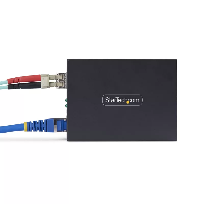 StarTech.com Gigabit Ethernet Copper-to-Fiber Media Converter, SM LC, 20km, 10/100/1000 Mbps, RJ45 to LC, Full Metal, 9K Jumbo Frames, TAA Compliant
