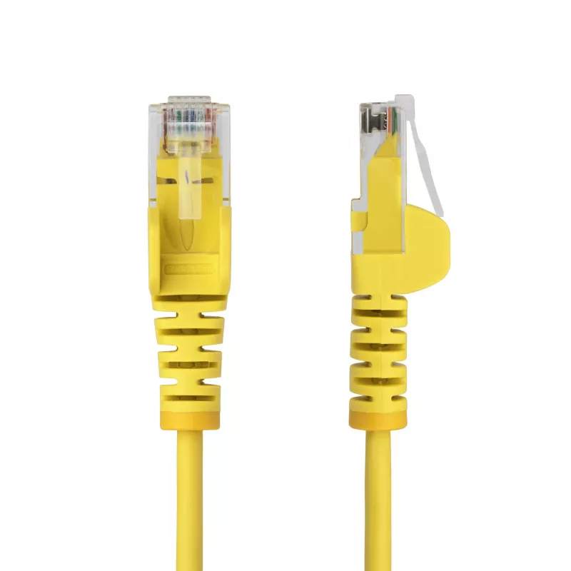 StarTech.com 1.5m Yellow Slim CAT6 Ethernet Cable, Snagless, 100W PoE, UTP, LSZH, 28AWG Pure Bare Copper Wire, Slim RJ45 Network Patch Cord w/Strain Reliefs, Individually Tested