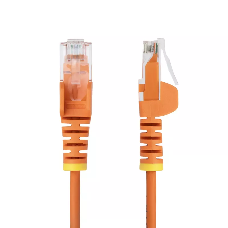StarTech.com 2.5m Orange Slim CAT6 Ethernet Cable, Snagless, 100W PoE, UTP, LSZH, 28AWG Pure Bare Copper Wire, Slim RJ45 Network Patch Cord w/Strain Reliefs, Individually Tested