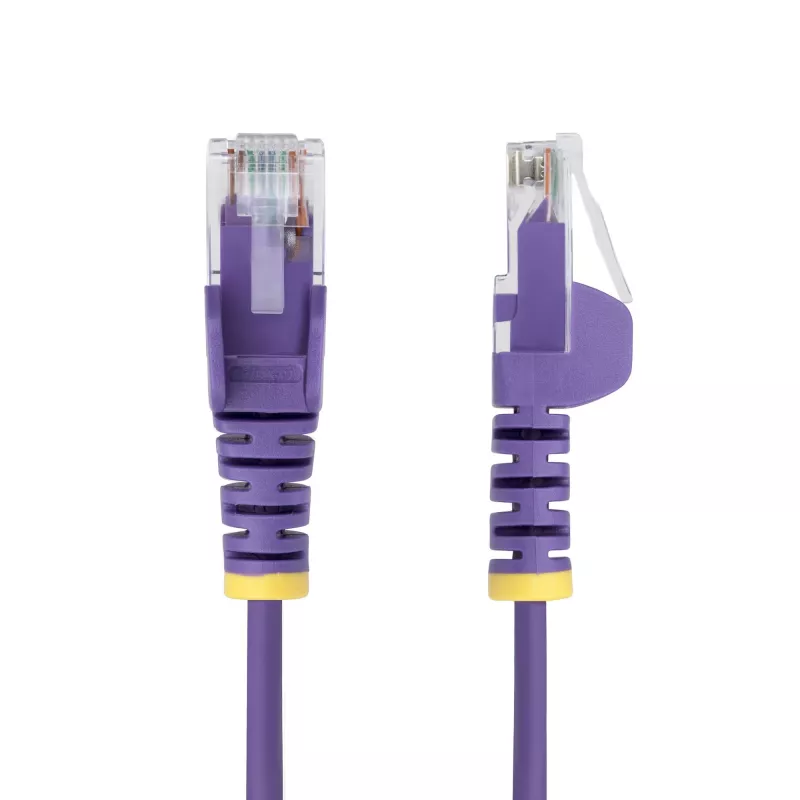 StarTech.com 2.5m Purple Slim CAT6 Ethernet Cable, Snagless, 100W PoE, UTP, LSZH, 28AWG Pure Bare Copper Wire, Slim RJ45 Network Patch Cord w/Strain Reliefs, Individually Tested
