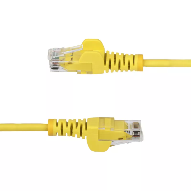 StarTech.com 50cm Yellow Slim CAT6 Ethernet Cable, Snagless, 100W PoE, UTP, LSZH, 28AWG Pure Bare Copper Wire, Slim RJ45 Network Patch Cord w/Strain Reliefs, Individually Tested