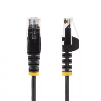 StarTech.com 5m Black Slim CAT6 Ethernet Cable, Snagless, 100W PoE, UTP, LSZH, 28AWG Pure Bare Copper Wire, Slim RJ45 Network Patch Cord w/Strain Reliefs, Individually Tested