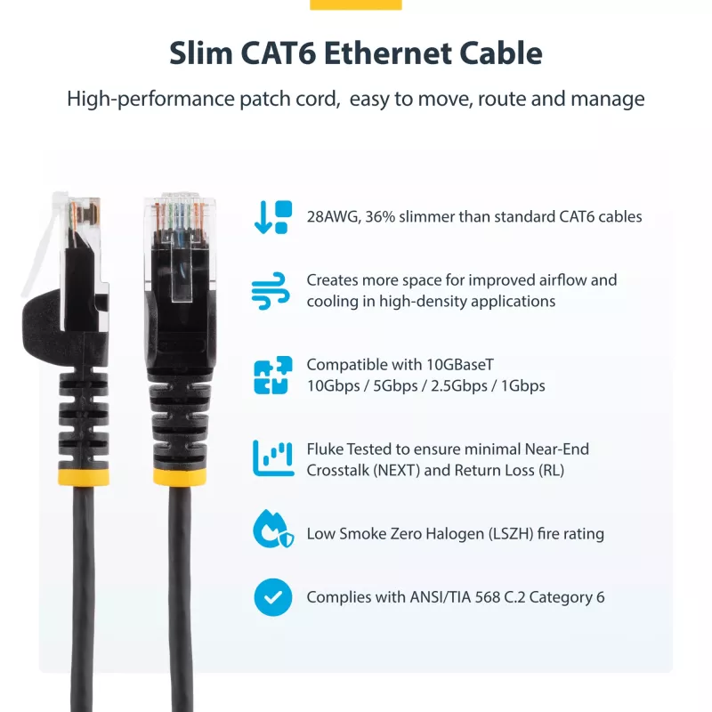 StarTech.com 5m Red Slim CAT6 Ethernet Cable, Snagless, 100W PoE, UTP, LSZH, 28AWG Pure Bare Copper Wire, Slim RJ45 Network Patch Cord w/Strain Reliefs, Individually Tested
